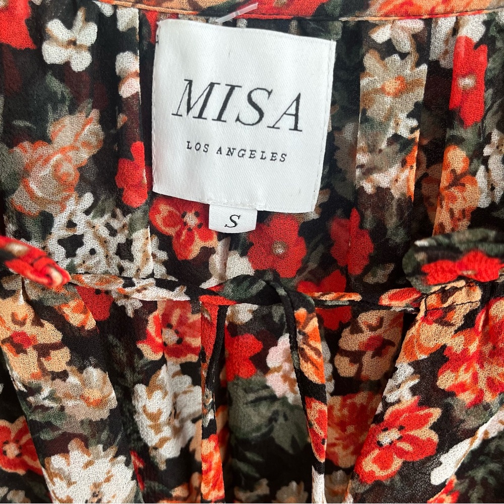 MISA Los Angeles Rizou Floral Smocked Mini Dress Long Sleeve Boho S - Picture 6 of 12